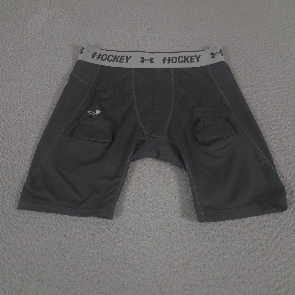 Under Armour Shorts Mens Large Charcoal Heatgear Hockey Compression Jock Workout